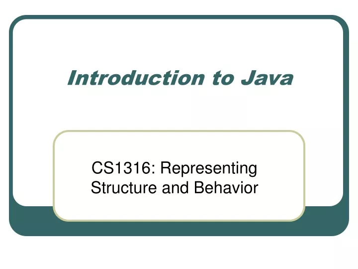 introduction to java