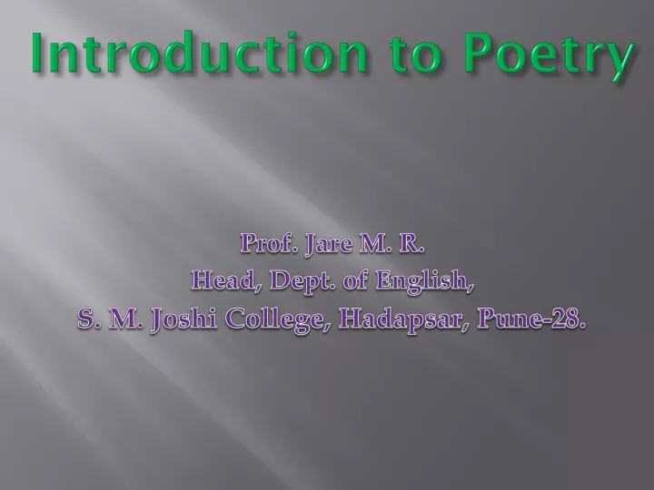 introduction to poetry