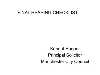 FINAL HEARING CHECKLIST