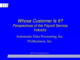 Whose Customer Is It? Perspectives of the Payroll Service Industry