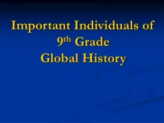 Important Individuals of 9 th  Grade Global History
