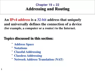 Chapter 19 + 22 Addressing and Routing