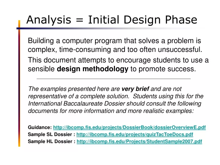 analysis initial design phase