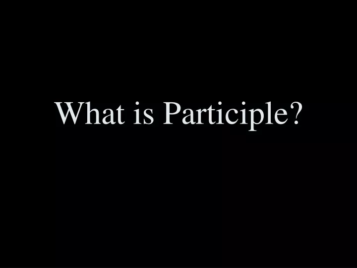 what is participle