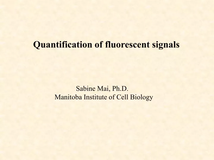 quantification of fluorescent signals sabine