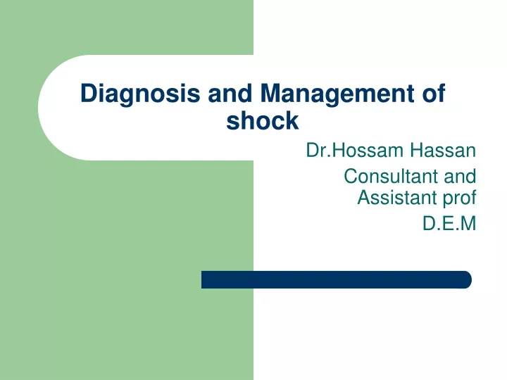 diagnosis and management of shock