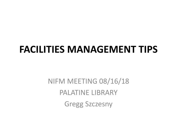 facilities management tips