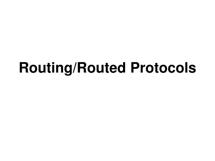 routing routed protocols