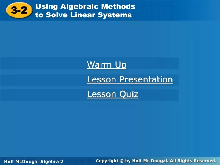 using algebraic methods to solve linear systems