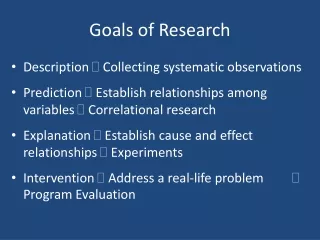Goals of Research