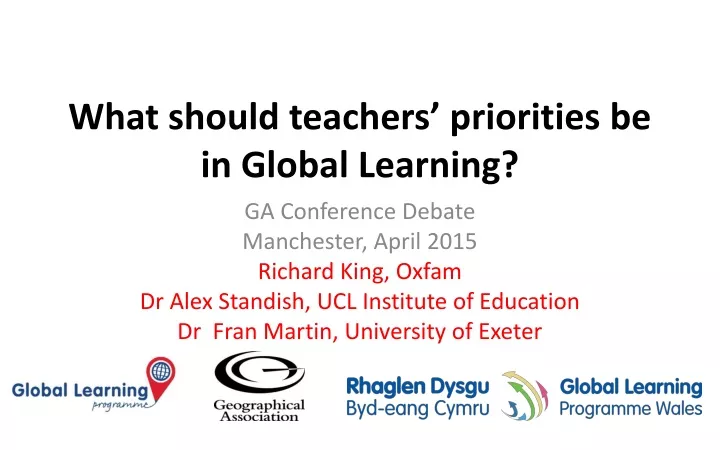 what should teachers priorities be in global learning