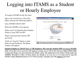 Logging into ITAMS as a Student or Hourly Employee