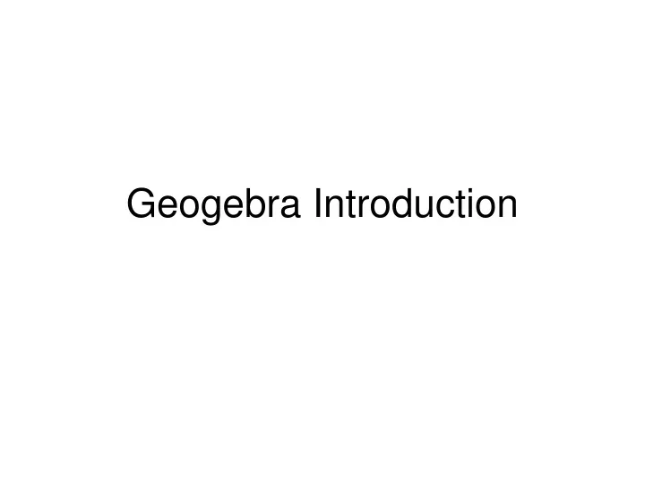 geogebra introduction