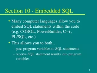 Section 10 - Embedded SQL