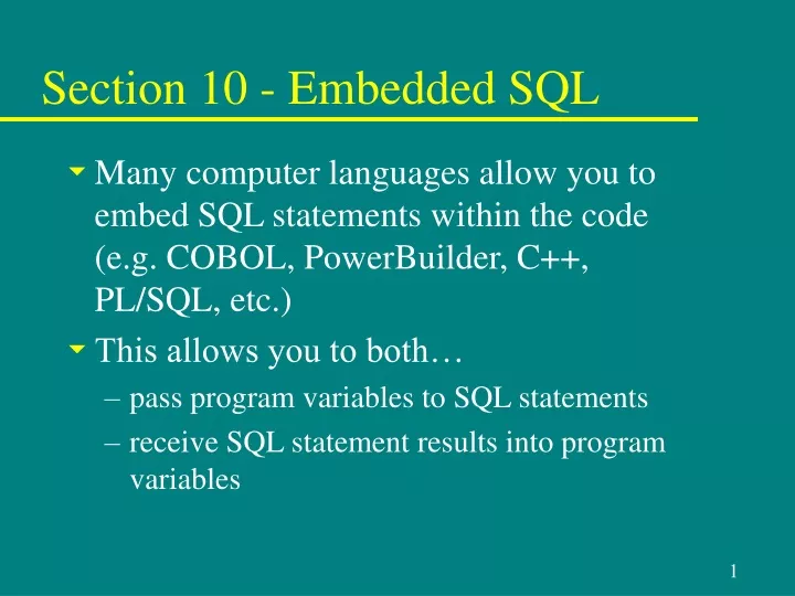 section 10 embedded sql