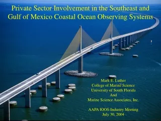 Private Sector Involvement in the Southeast and  Gulf of Mexico Coastal Ocean Observing Systems