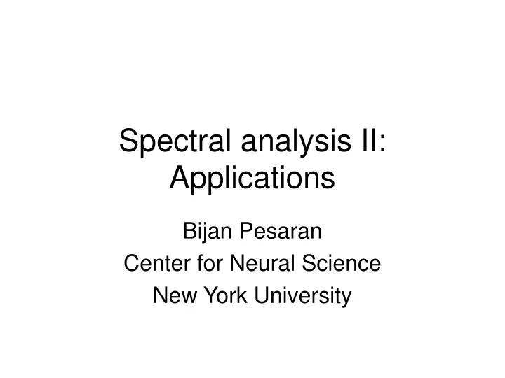 spectral analysis ii applications