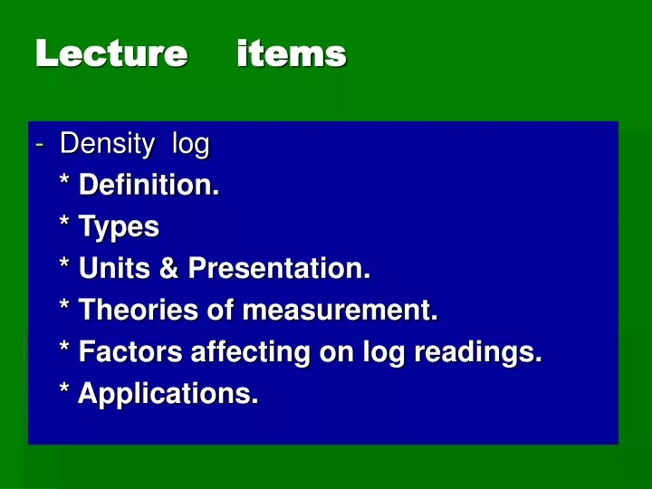 lecture items