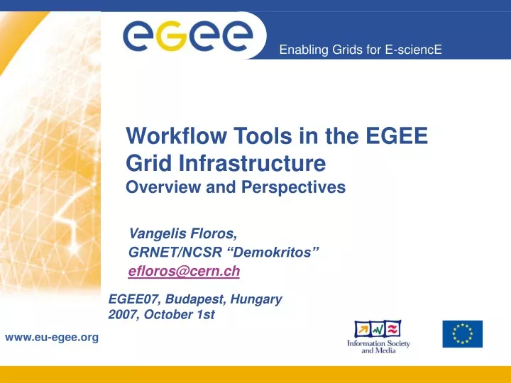 workflow tools in the egee grid infrastructure overview and perspectives