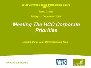 joint commissioning partnership board jcpb topic group friday 11 december 2009