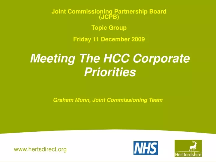 joint commissioning partnership board jcpb topic group friday 11 december 2009