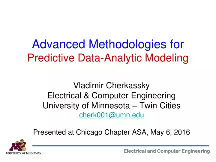 advanced methodologies for predictive data analytic modeling