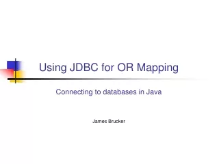 Using JDBC for OR Mapping