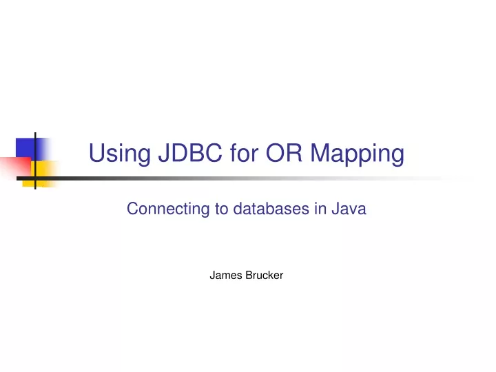 using jdbc for or mapping