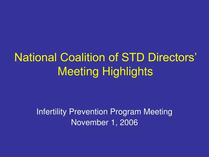 national coalition of std directors meeting highlights
