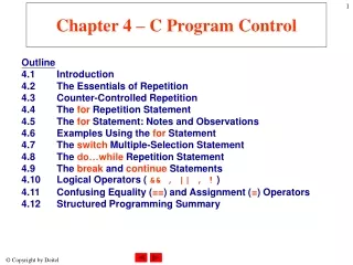 Chapter 4 – C Program Control