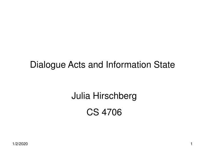 dialogue acts and information state