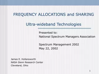 FREQUENCY ALLOCATIONS and SHARING Ultra-wideband Technologies