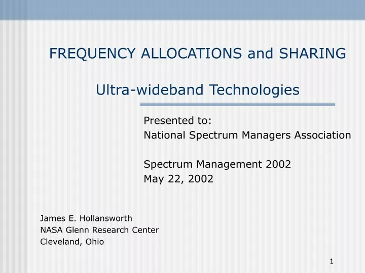 frequency allocations and sharing ultra wideband technologies