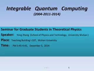 Seminar for Graduate Students in Theoretical Physics