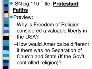 ISN pg 110 Title:  Protestant Faiths Preview: