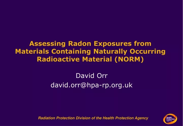 assessing radon exposures from materials containing naturally occurring radioactive material norm