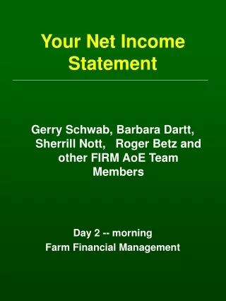 Your Net Income Statement