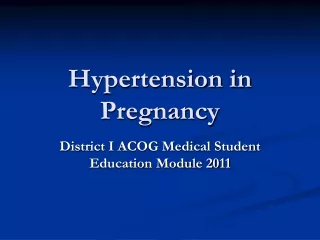 Hypertension in Pregnancy