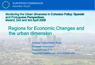 Regions for Economic Changes and the urban  dimension
