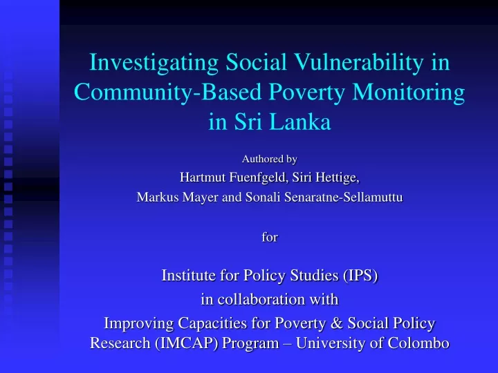 investigating social vulnerability in community based poverty monitoring in sri lanka