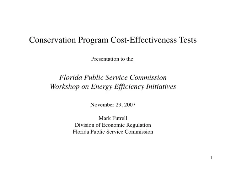 conservation program cost effectiveness tests
