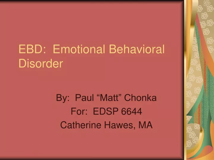 ebd emotional behavioral disorder