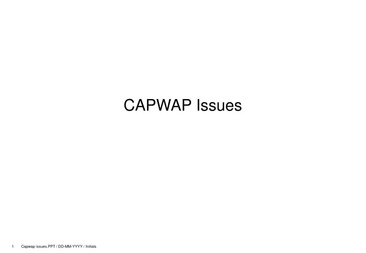 capwap issues