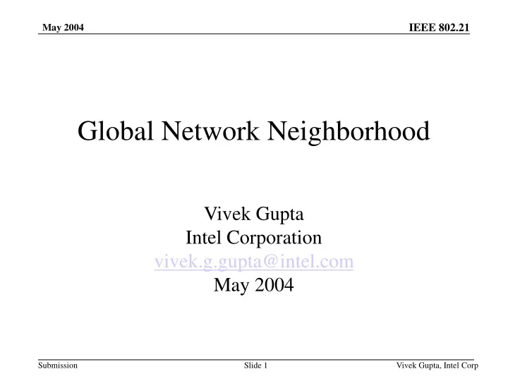 global network neighborhood