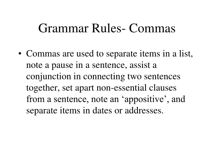 grammar rules commas