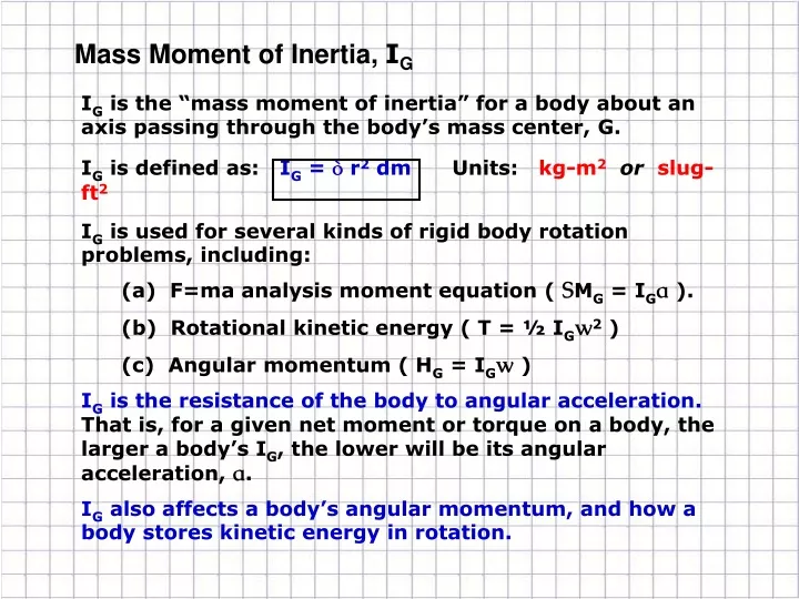 mass moment of inertia i g
