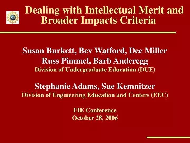 dealing with intellectual merit and broader