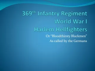 369 th  Infantry Regiment World War I Harlem Hellfighters