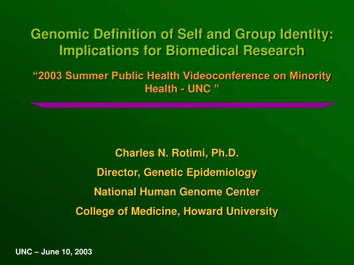 genomic definition of self and group identity