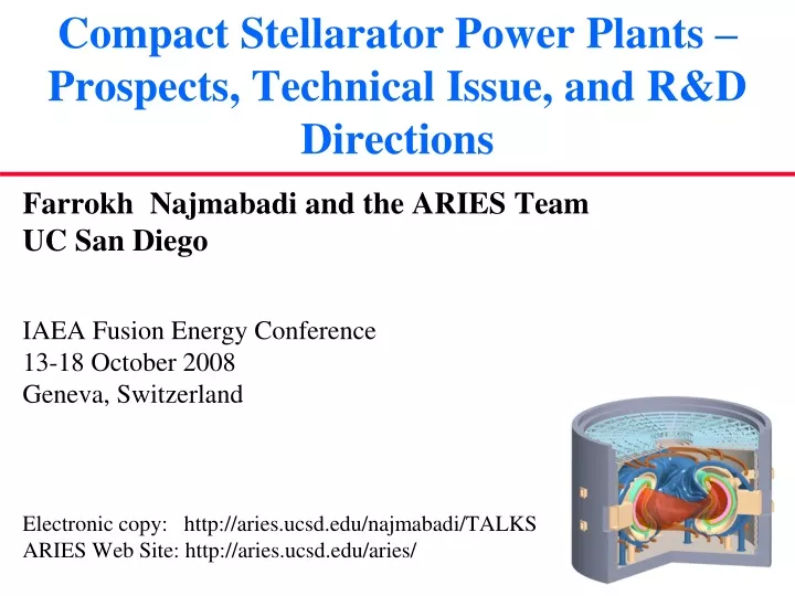 compact stellarator power plants prospects technical issue and r d directions